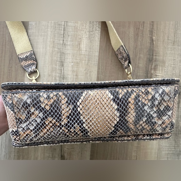 G.I.L.I. Leather Sporty Crossbody with Canvas Strap - Peach Python - Picture 4 of 10